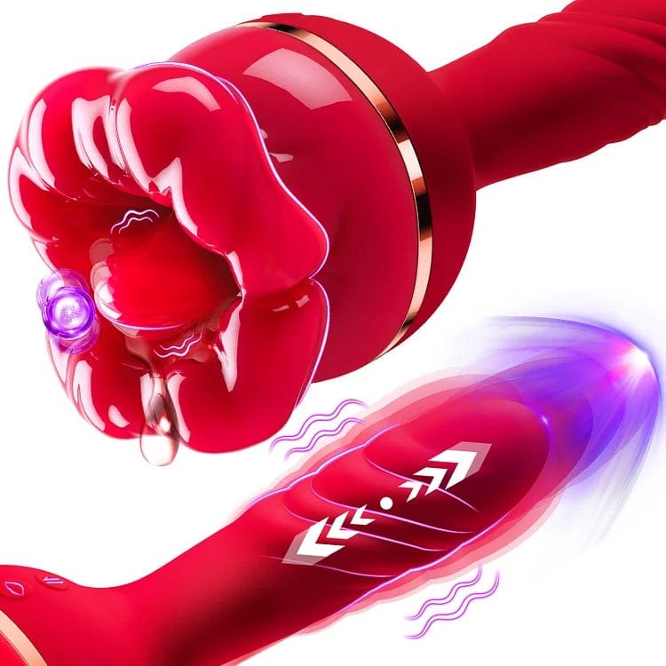 Rose Toy with Thrusting G-Spot Shaft - Clit Stimulator