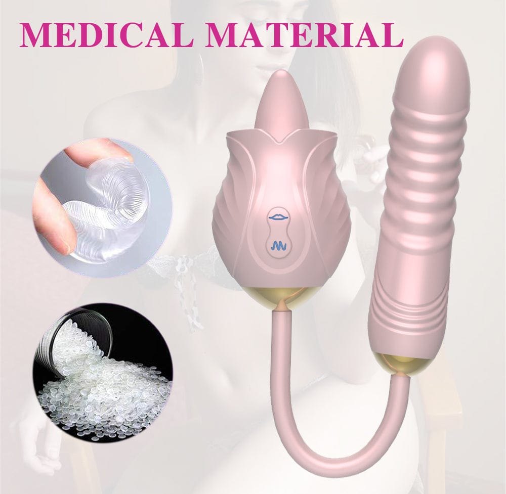 Rose Toy with Tongue Licking Wand - G-Spot Vibrator