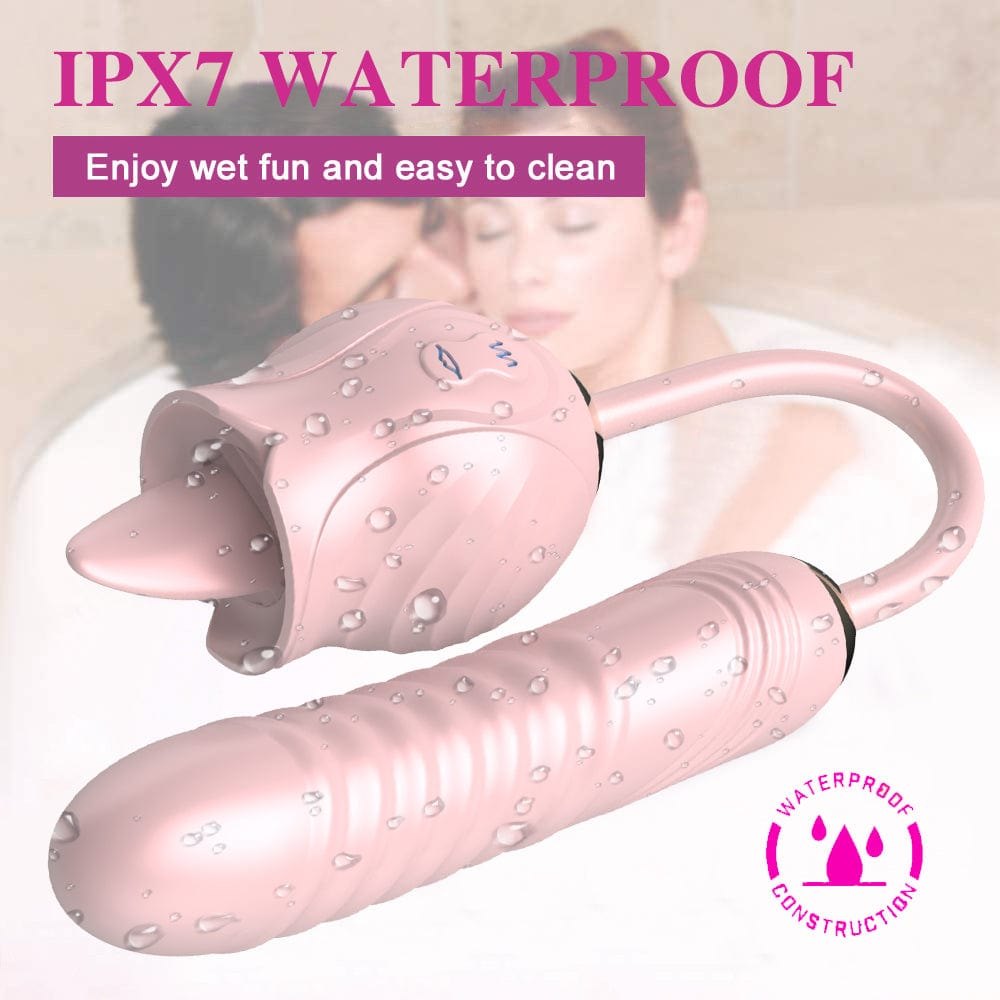 Rose Toy with Tongue Licking Wand - G-Spot Vibrator