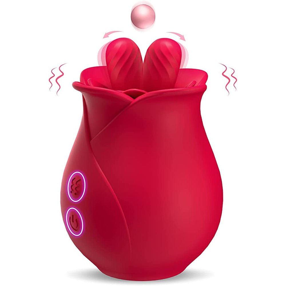 Rose Vibrator with Licking Tongue - Clitoral Rose Toy