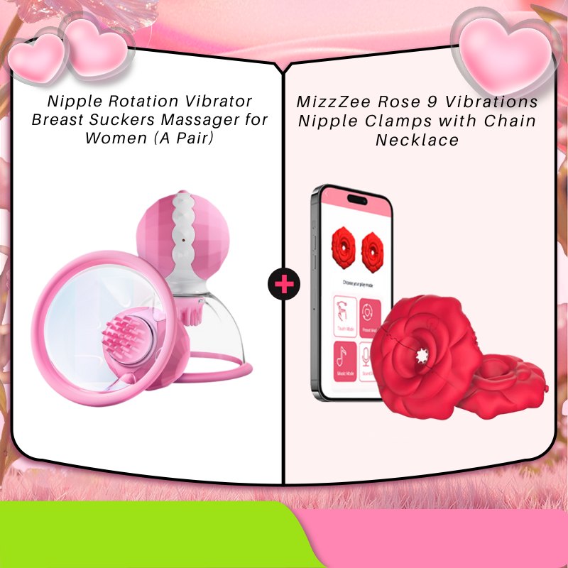 Rotating Nipple Suction Vibrator Pair - Nipple Suckers