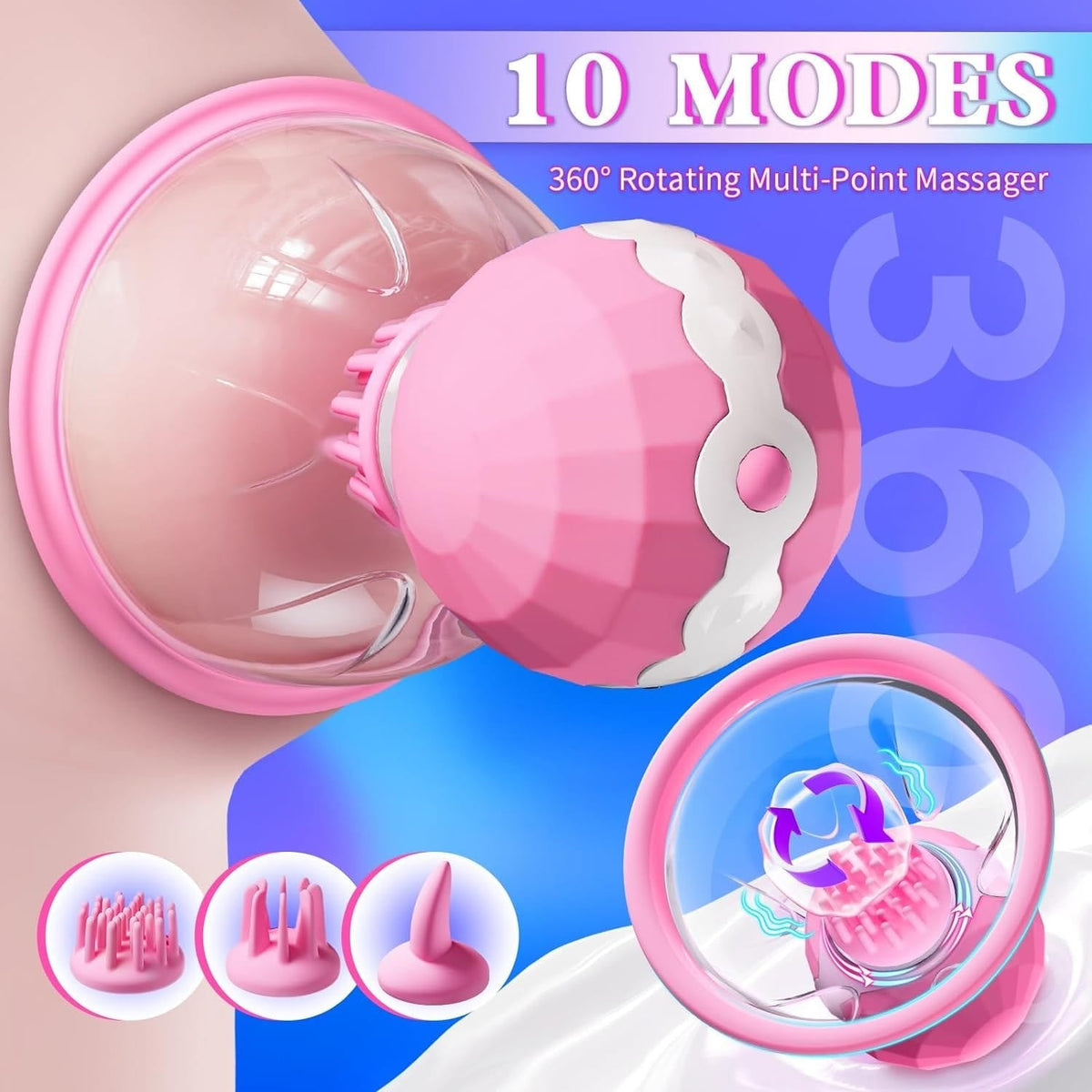 Rotating Nipple Suction Vibrator Pair - Nipple Suckers