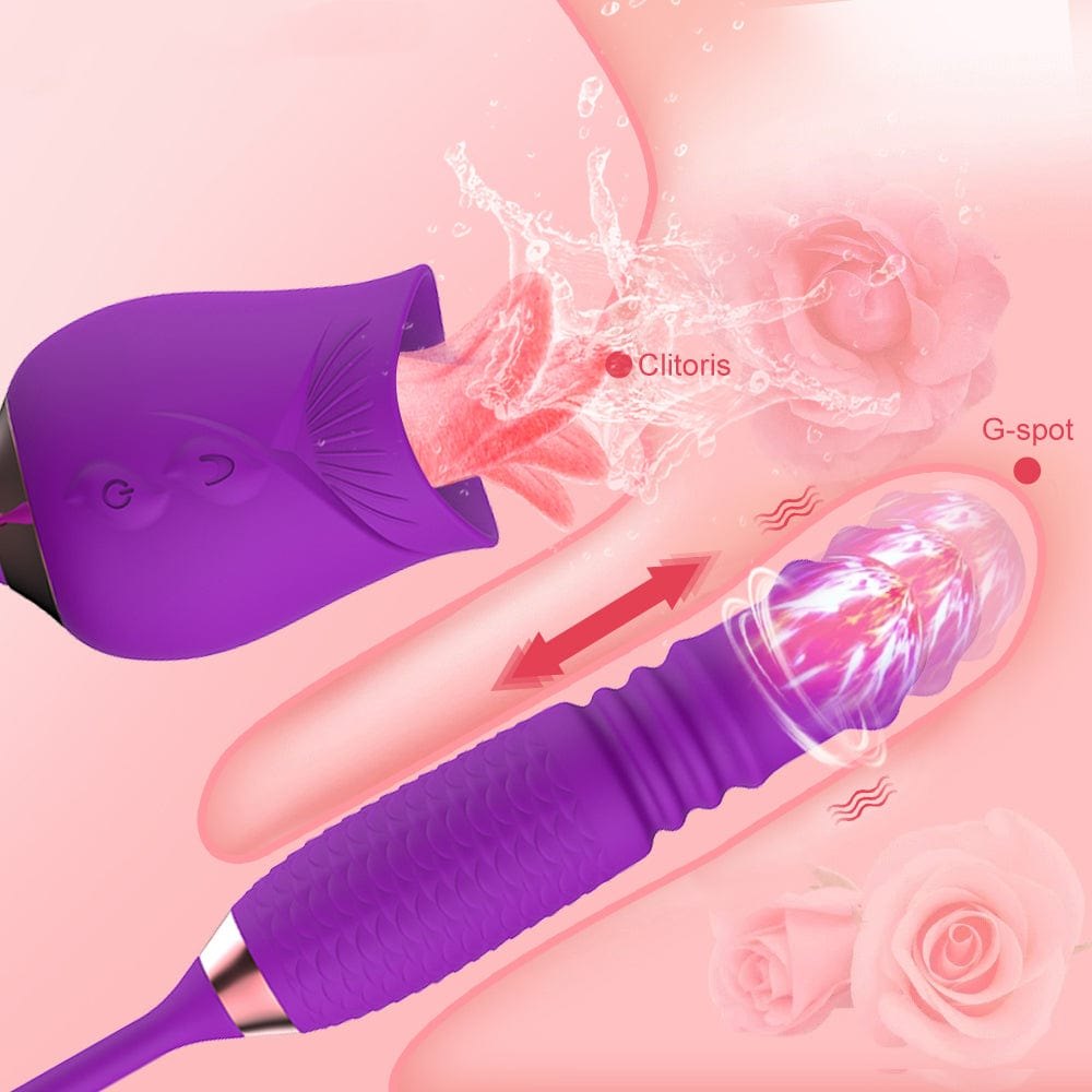 Rotating Pearl G-Spot Rose Toy - Silicone Clit Sucker Toy