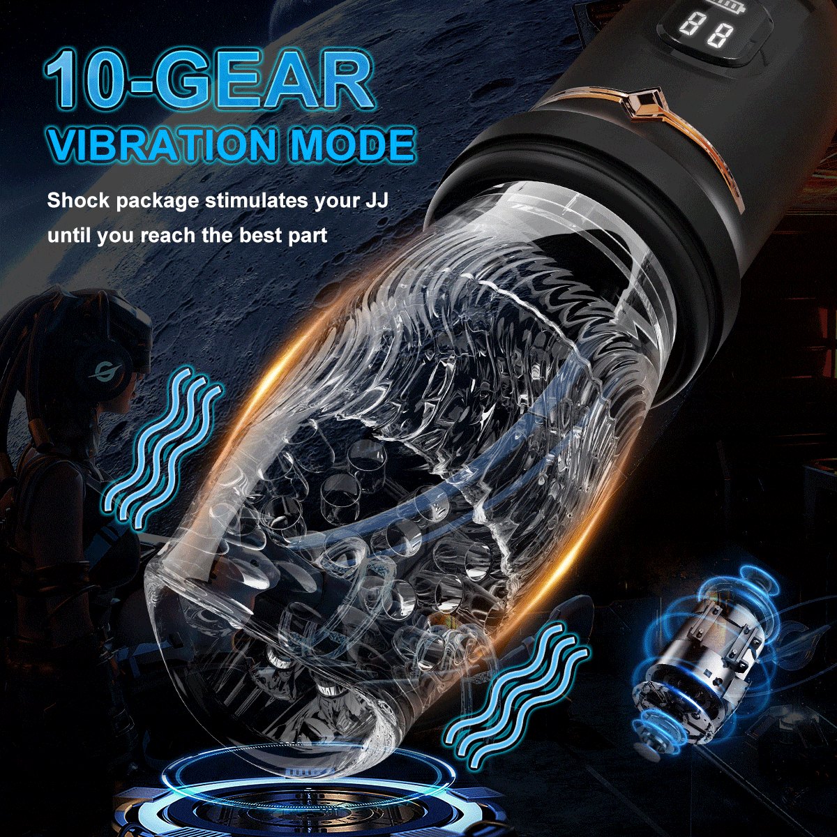 Rotating Thrusting Vibrating Stroker - Male Masturbator
