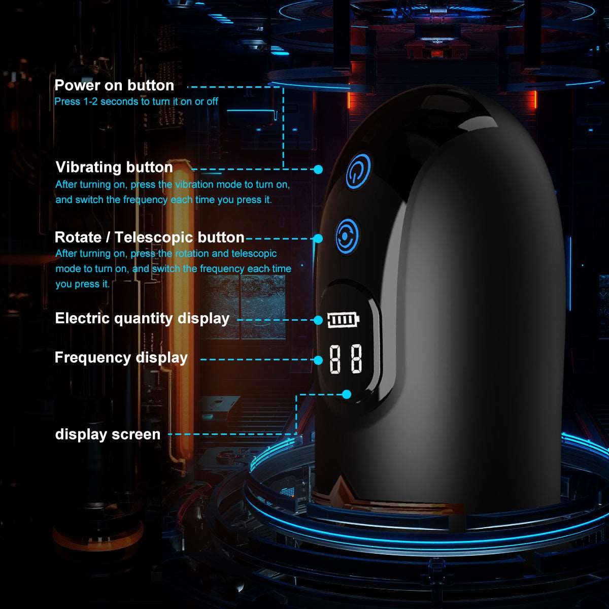 Rotating Thrusting Vibrating Stroker - Male Masturbator