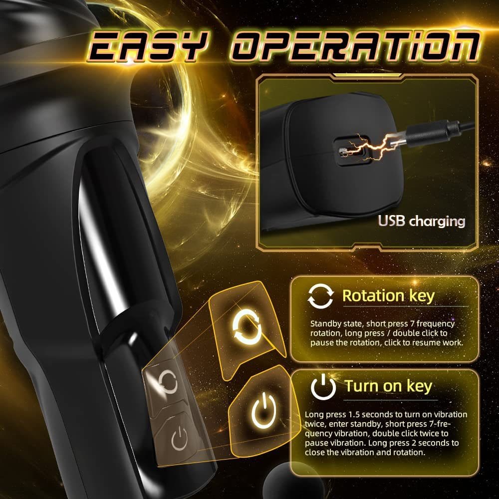 Rotating Vibrating Male Masturbator - Rotating Stroker Toy