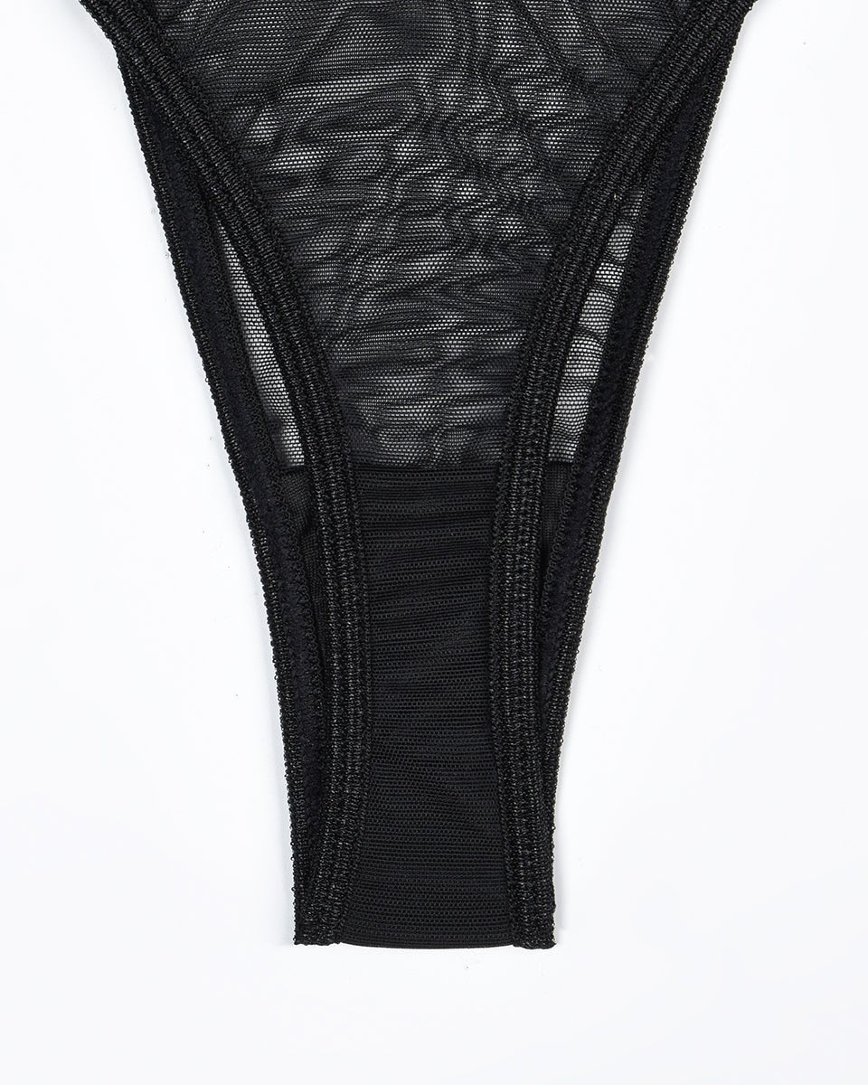 Sheer Mesh Bandeau Garter Set - Garter Lingerie Set