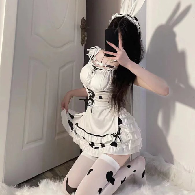 Ruffled Bunny Girl Nightgown Set - Sexy Sleepwear for Women