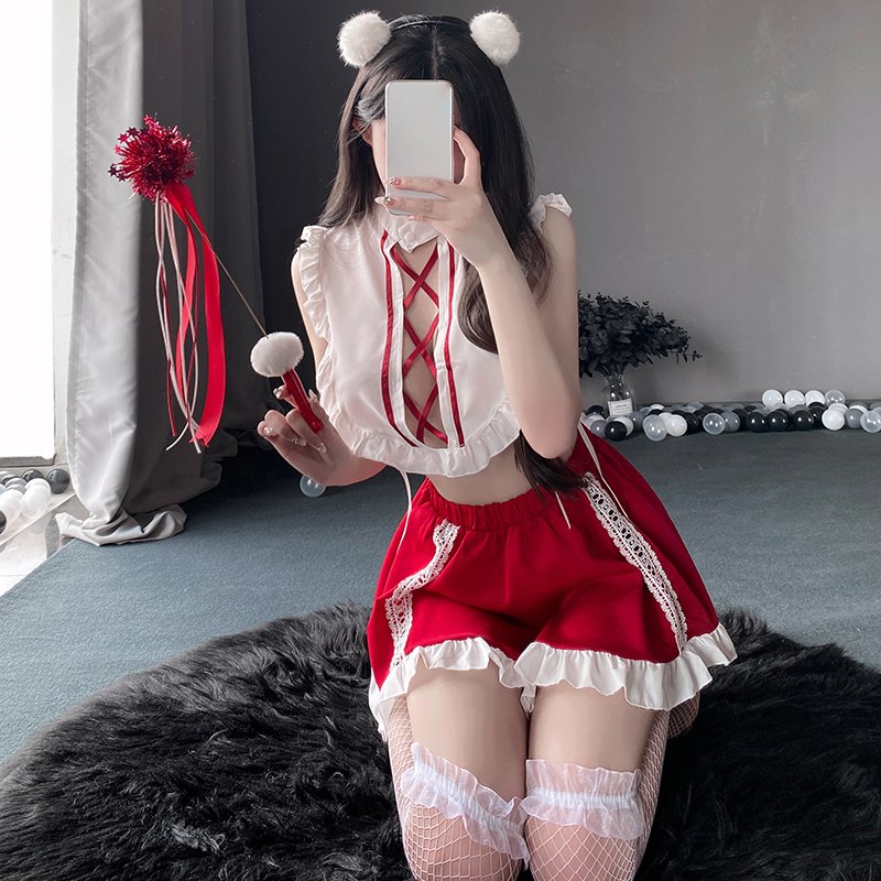Ruffled Lace-Up Cosplay Costume - Sexy Roleplay Costume