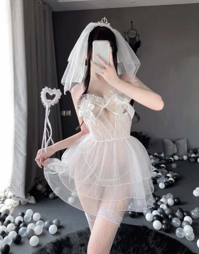 Ruffled Open Cup Lace Babydoll - Sexy Babydoll Lingerie