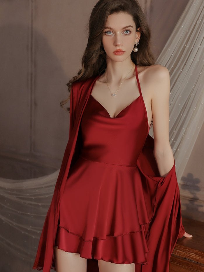 Ruffled Satin Camisole Nightdress - Sexy Nightgown Lingerie