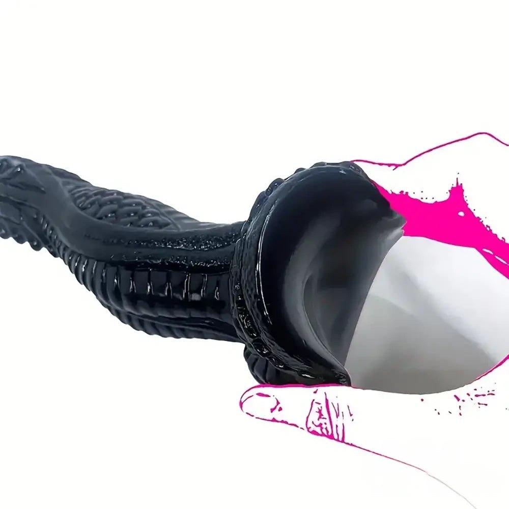 Scaled Dragon Dildo 8.15in - Black Fantasy Dildo