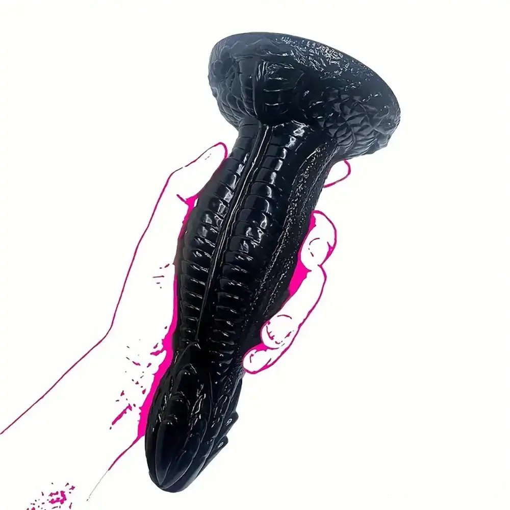 Scaled Dragon Dildo 8.15in - Black Fantasy Dildo
