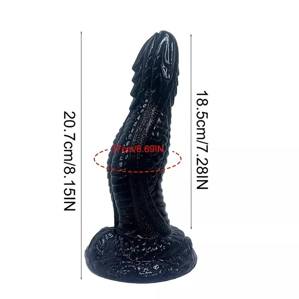 Scaled Dragon Dildo 8.15in - Black Fantasy Dildo
