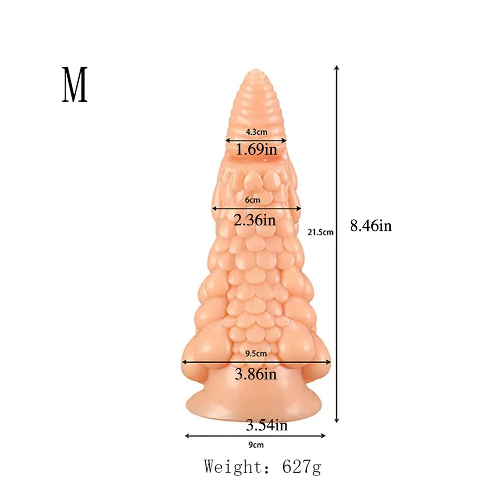 Scaled Dragon Cone Fantasy Dildo - Black or Brown PVC