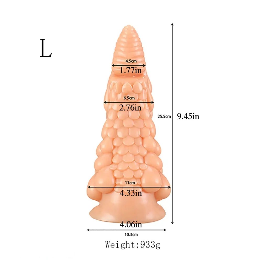 Scaled Dragon Cone Fantasy Dildo - Black or Brown PVC