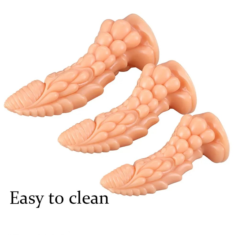 Scaled Dragon Cone Fantasy Dildo - Black or Brown PVC
