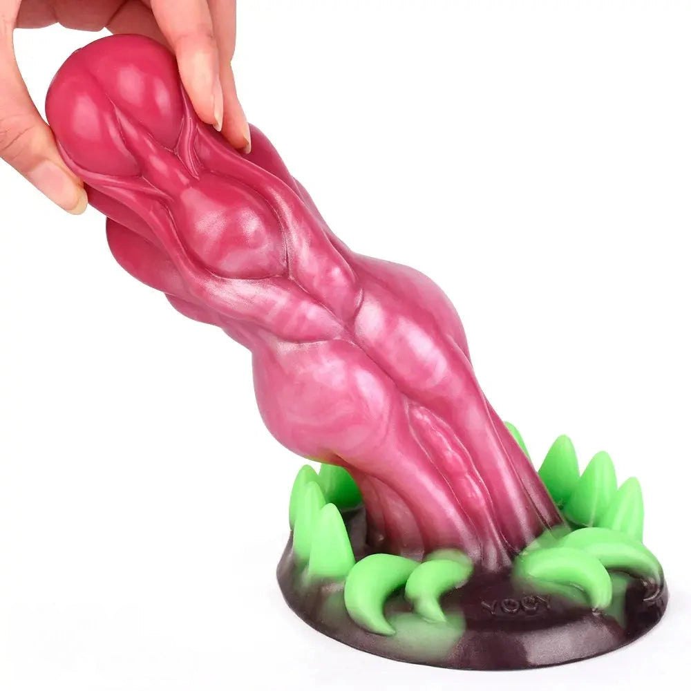Scaled Pink Knot Dildo 7.87in - Knotted Dog Style Dildo