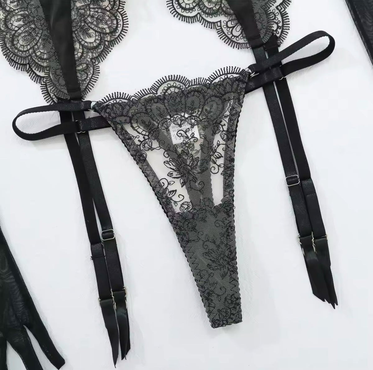 Scalloped Lace Glove Garter Set - Garter Lingerie Set