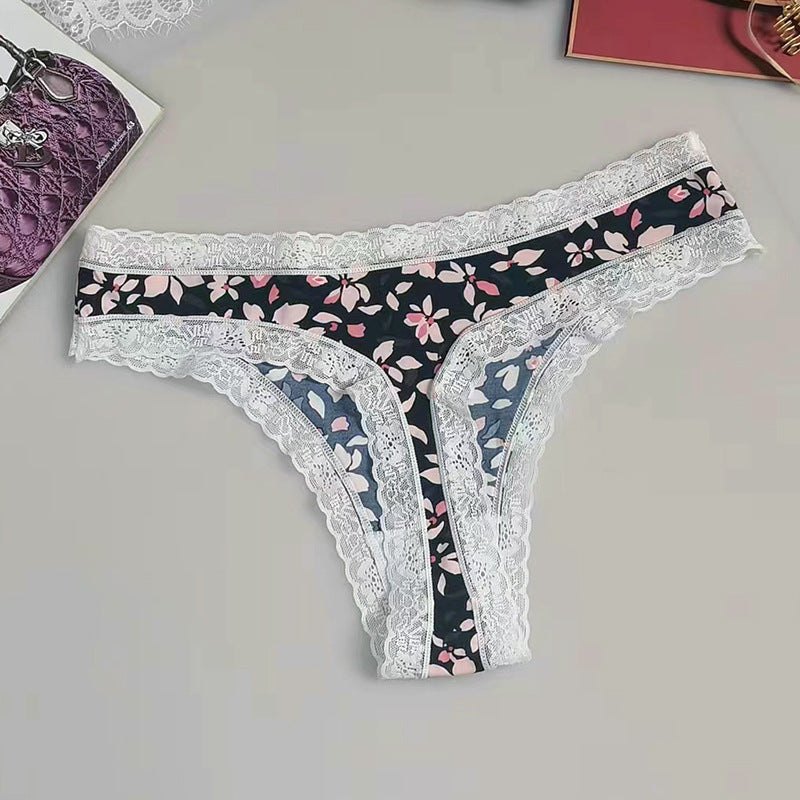 Seamless Printed Silky Thong - Sexy G String Thong