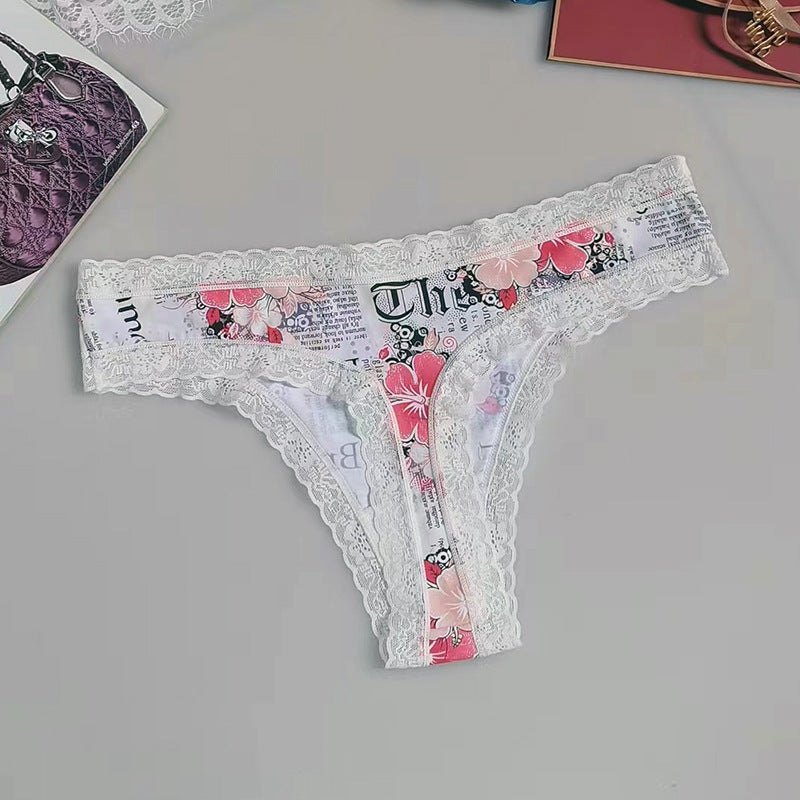 Seamless Printed Silky Thong - Sexy G String Thong