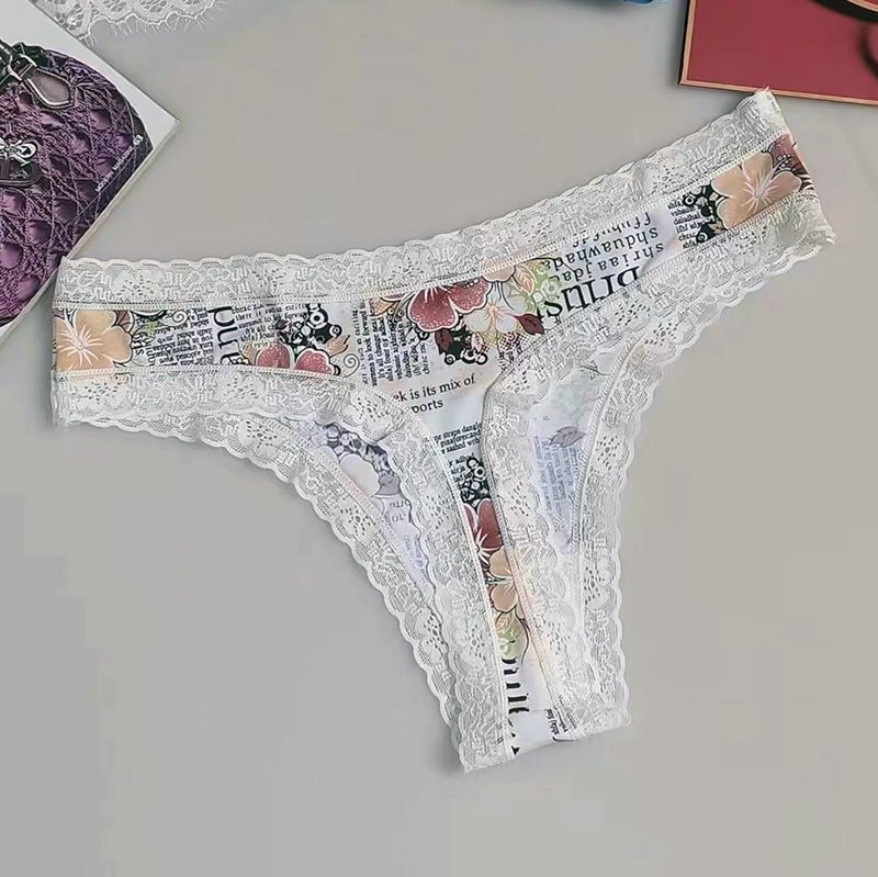 Seamless Printed Silky Thong - Sexy G String Thong