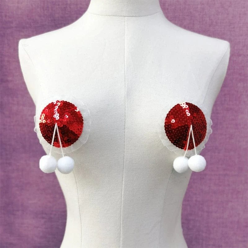 Sequin Pom-Pom Nipple Pasties - Reusable Nipple Covers