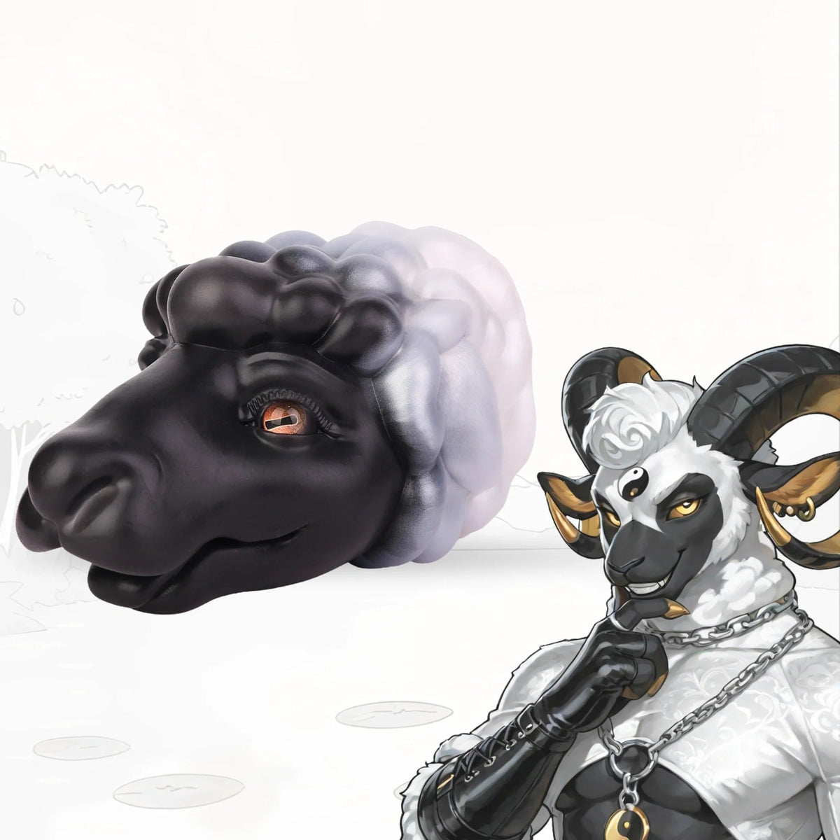 Sheep Head Rear-Entry Masturbator - Animal Head Onahole