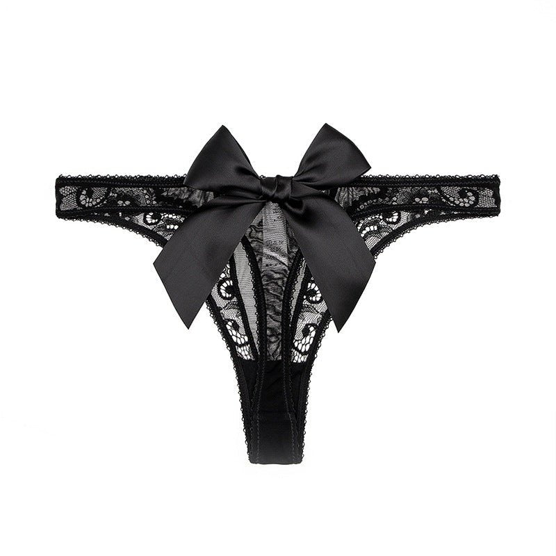 Sheer Bowknot Low Rise Thong - Sexy G String Thong
