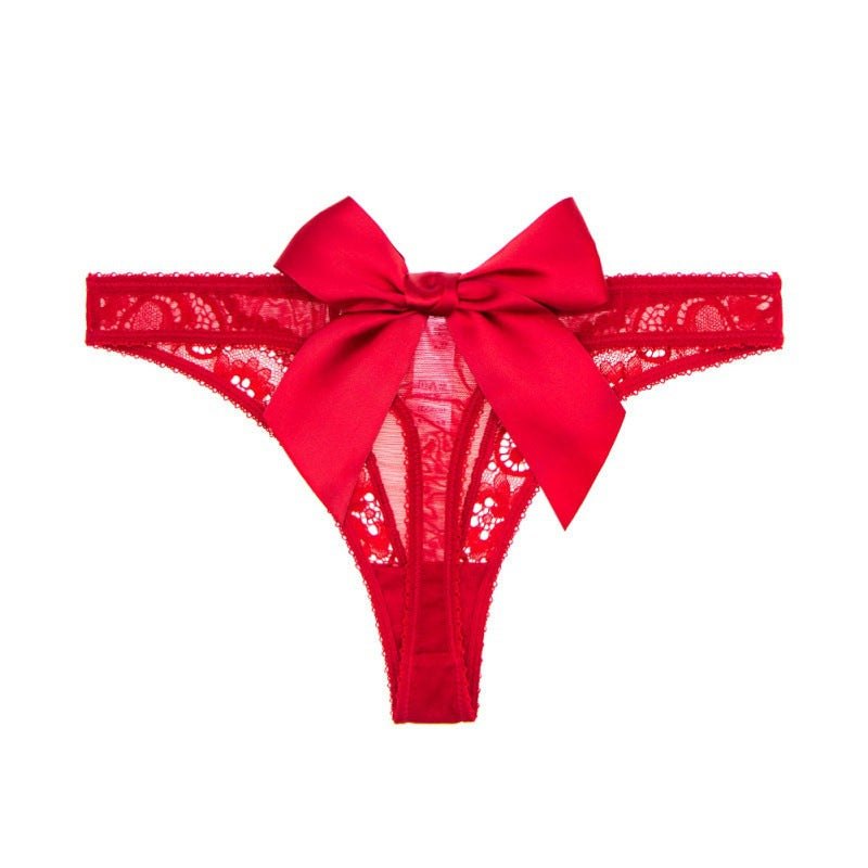 Sheer Bowknot Low Rise Thong - Sexy G String Thong