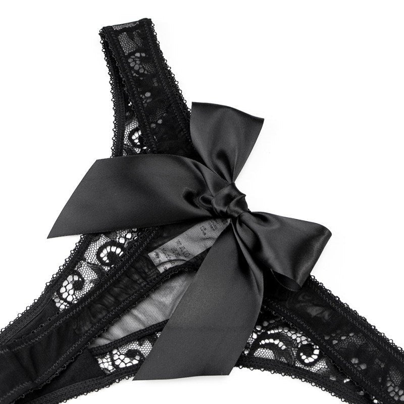 Sheer Bowknot Low Rise Thong - Sexy G String Thong