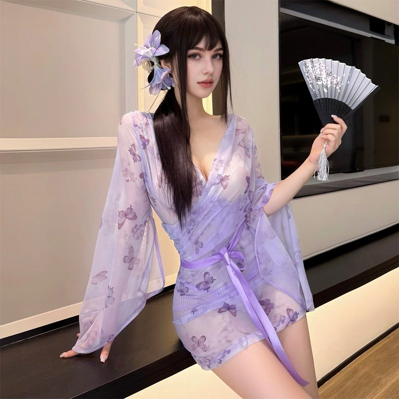 Sheer Butterfly Print Nightgown - Sexy Sleepwear for Women