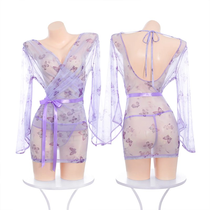 Sheer Butterfly Print Nightgown - Sexy Sleepwear for Women