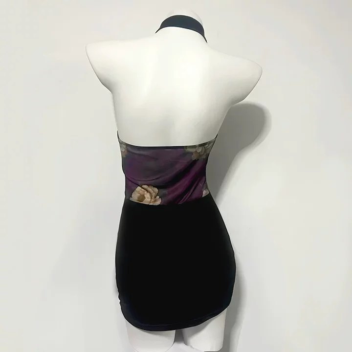 Sheer Floral Backless Cheongsam - Chemise Lingerie