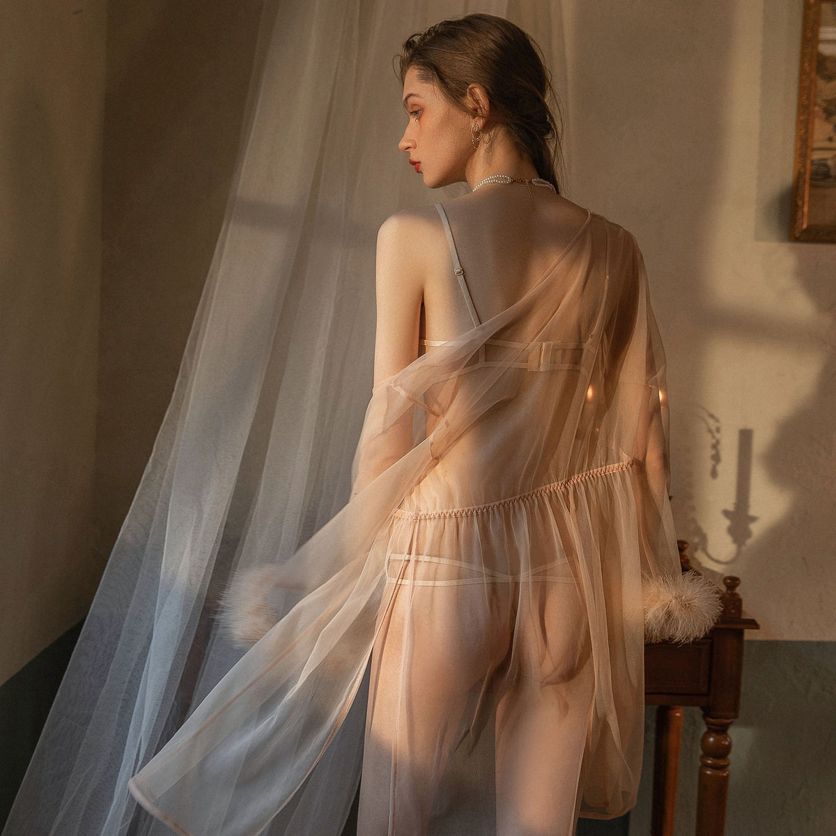 Sheer Lace Robe Nightgown Set - Sexy Sleepwear for Women