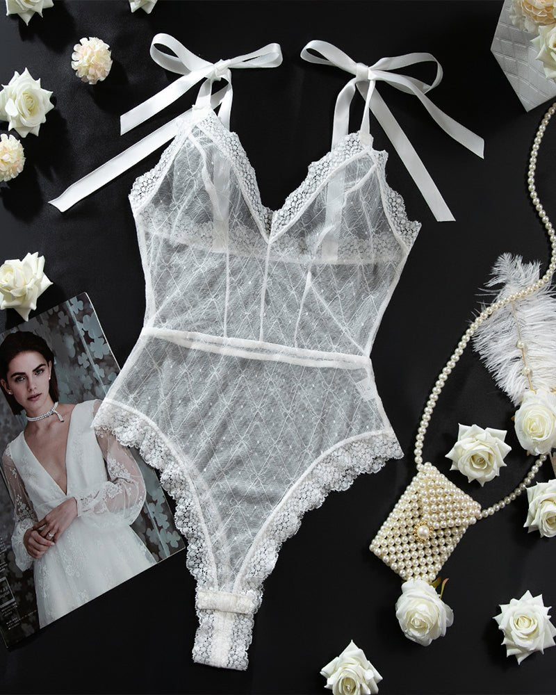 Sheer Lace Mini Bodysuit - Lingerie Bodysuit for Women
