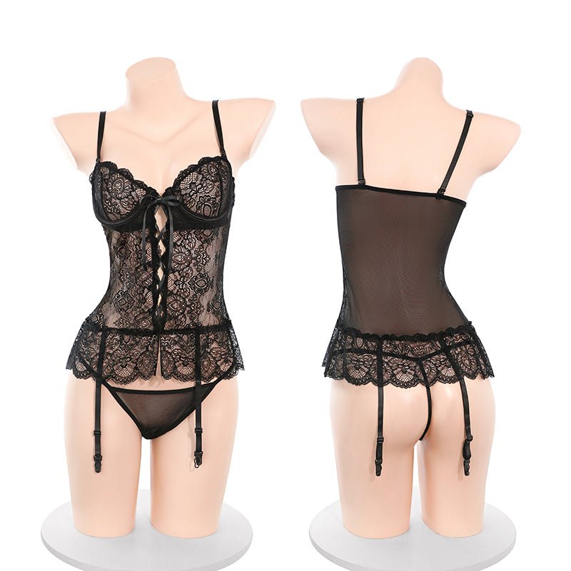 Sheer Lace Underwire Corset - Bustier Lingerie Top