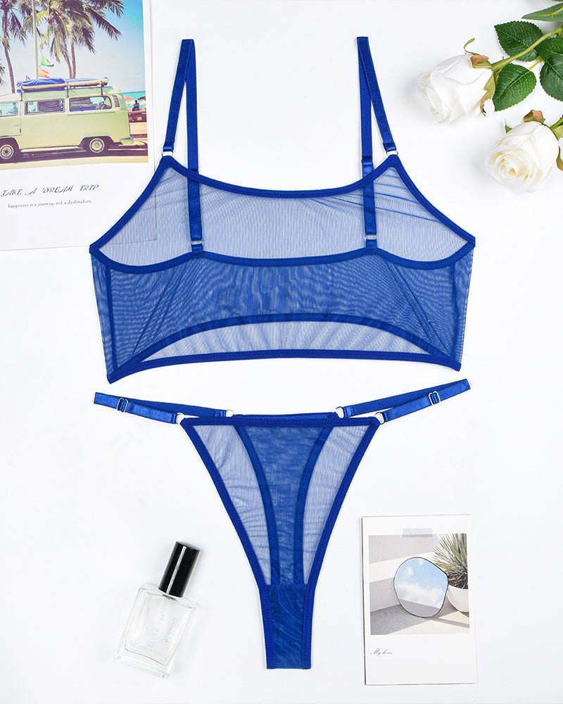 Sheer Mesh Camisole Bra Set - Lingerie Set for Women