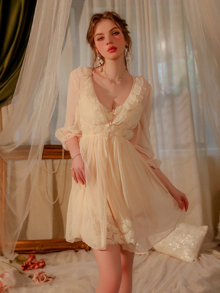 Sheer Mesh Floral Nightgown - Sexy Sleepwear for Women