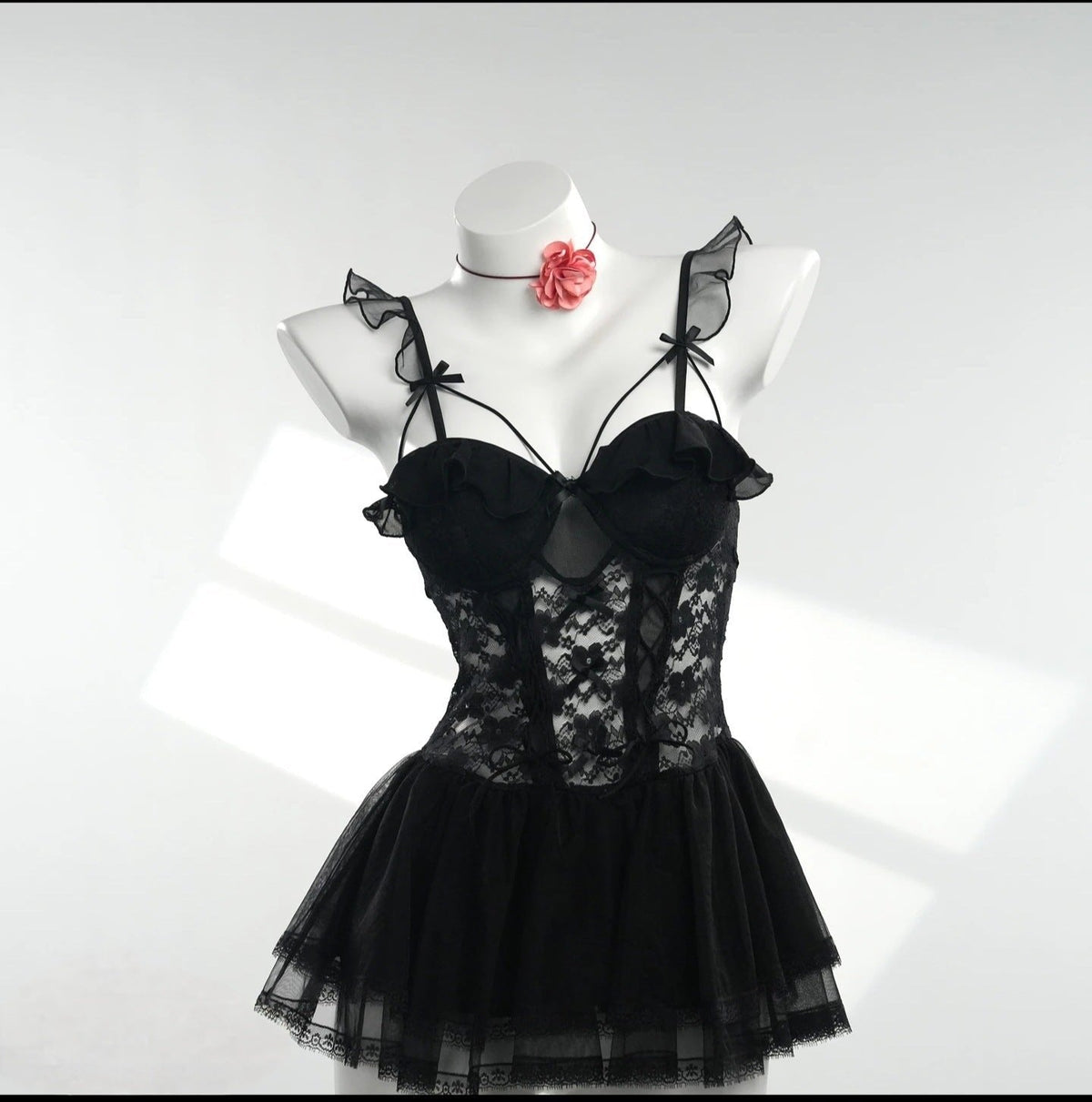 Sheer Mesh Ruffle Camisole - Sexy Babydoll Lingerie
