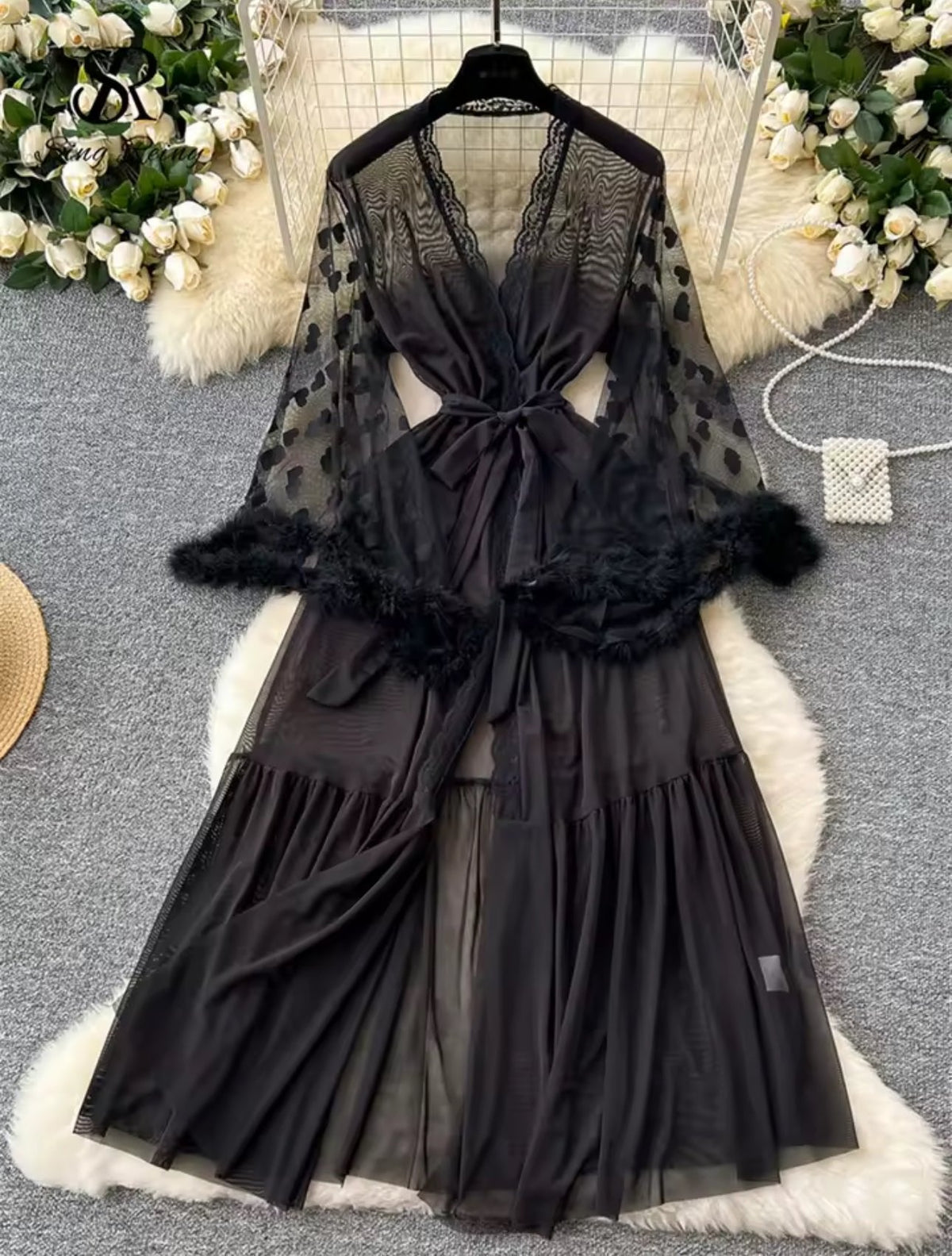 Sheer Ruffled Mesh Chemise - Sexy Slip Nightgown