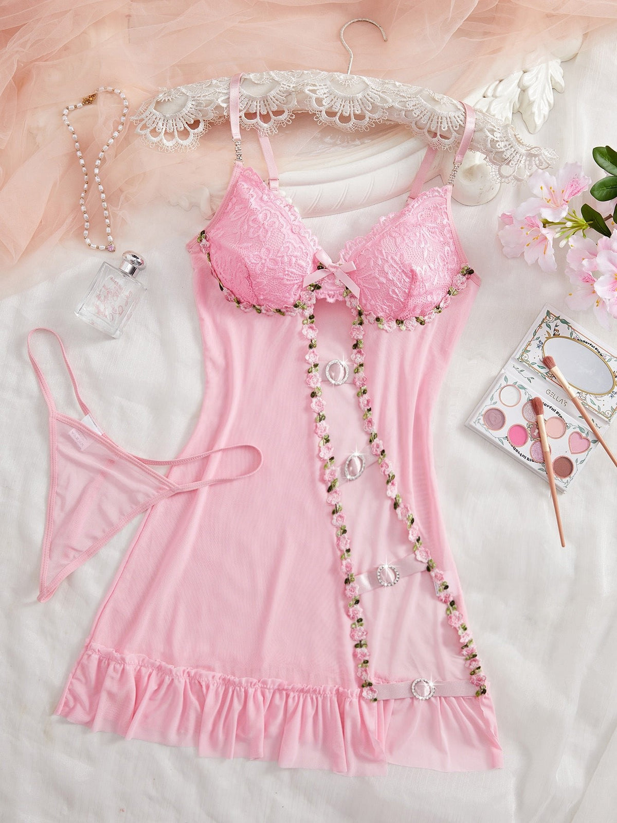 Sheer Suspender Cutout Babydoll - Sexy Babydoll Lingerie