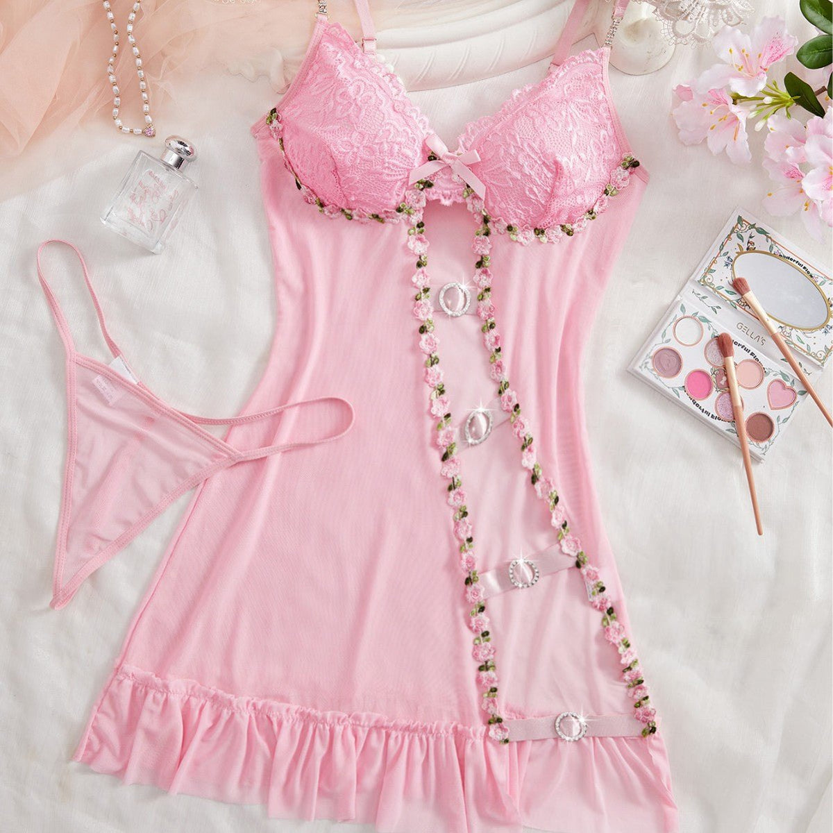 Sheer Suspender Cutout Babydoll - Sexy Babydoll Lingerie