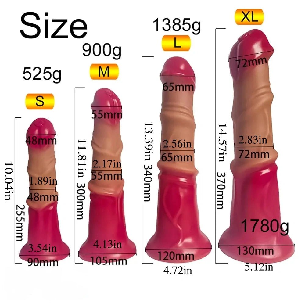 Silicone Knotted Horse-Style Dildo - Large Knotted Animal Dildo