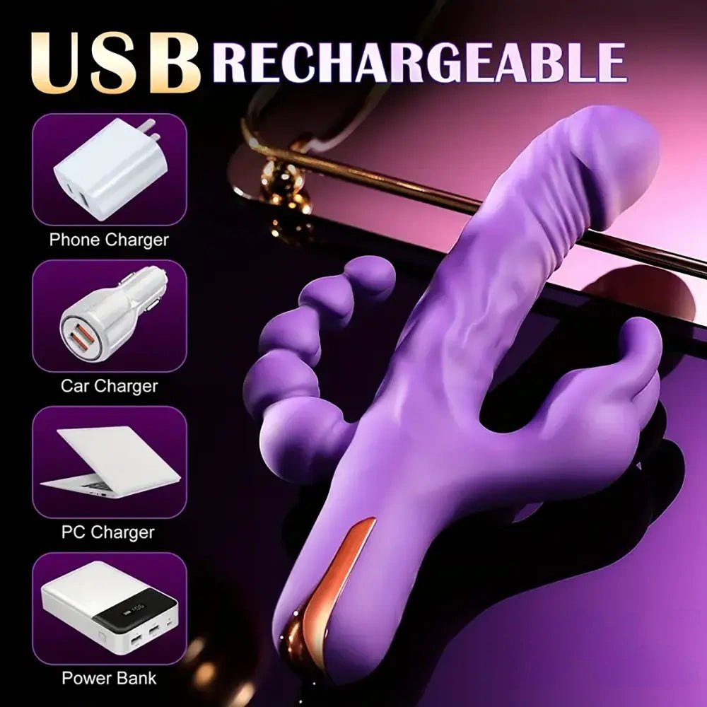 Silicone Rabbit Vibrator 9.5 in - Dual Stim Rabbit Vibrator