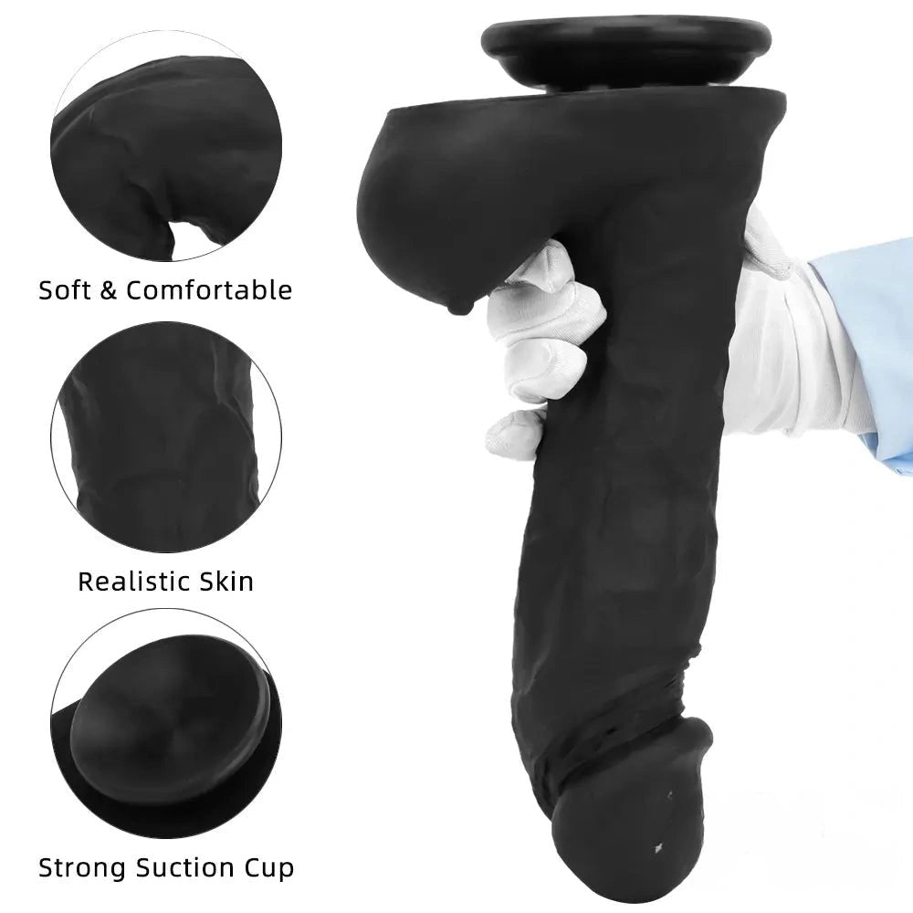 Silicone Realistic Suction Cup Dildo - 12in Hands-Free Dildo