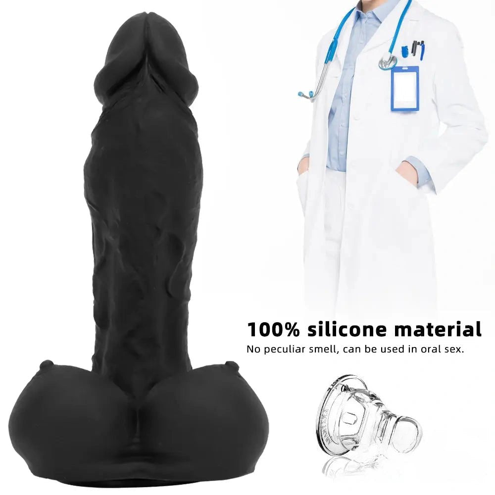 Silicone Realistic Suction Cup Dildo - 12in Hands-Free Dildo