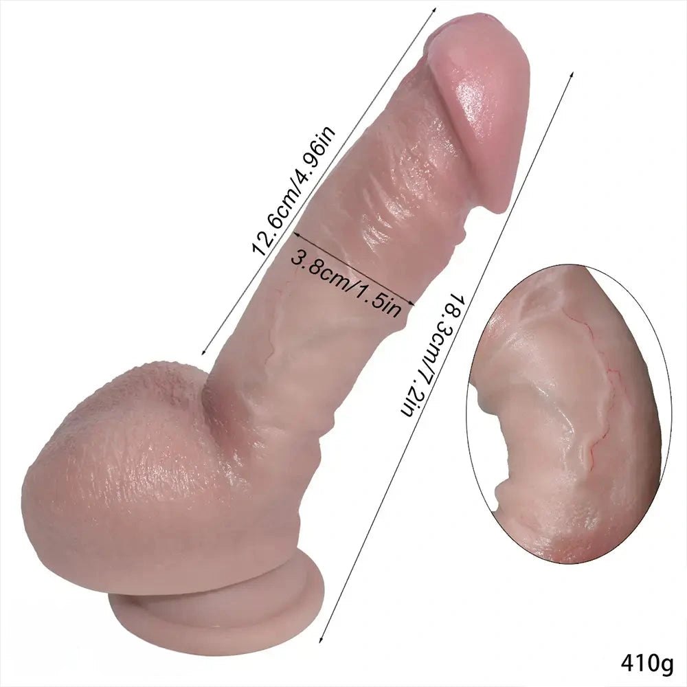 Silicone Skin-Feel Dildo 7.2 in - Silicone Realistic Dildo