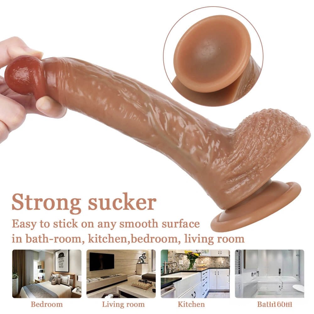 Suction Cup Realistic Dildo 8.27 in - Silicone Suction Cup Dildo