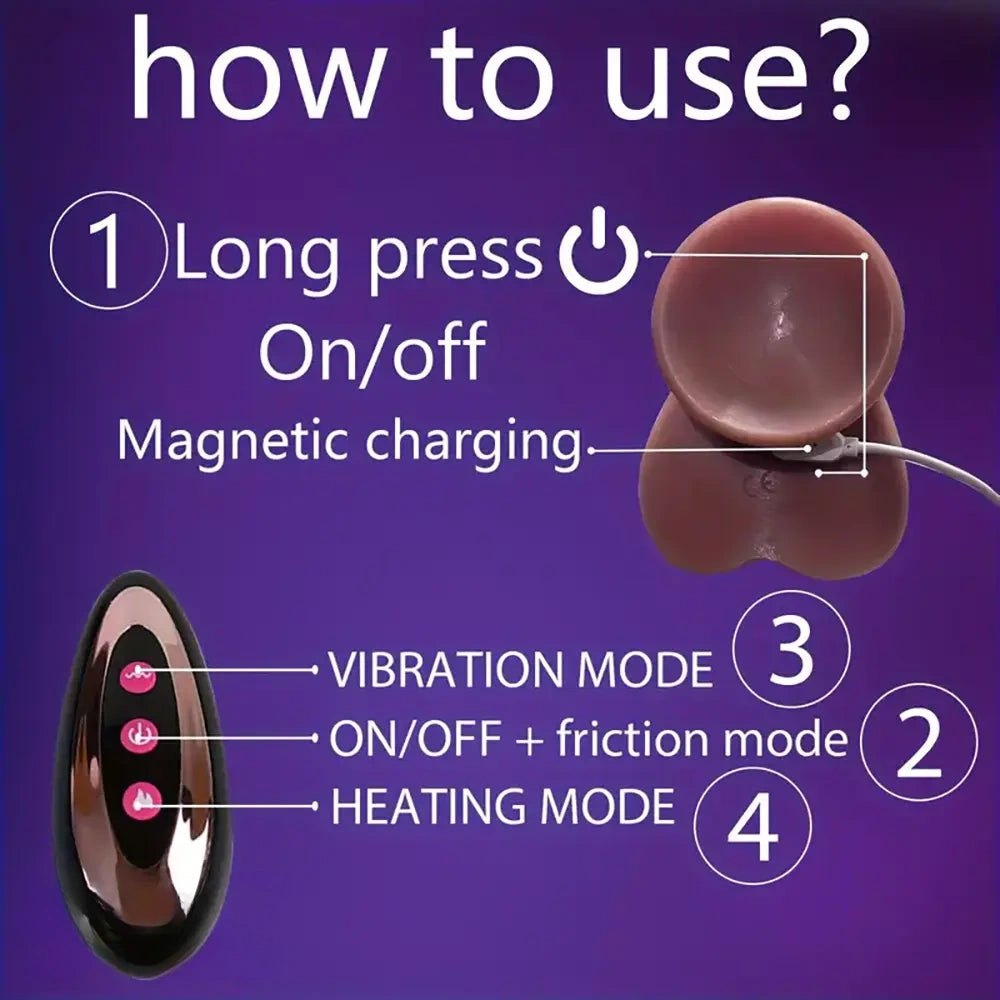 Vibrating Thrusting Dildo 9 in - Silicone Vibrating Dildo